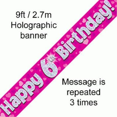 Foil Banner 6th Birthday Pink