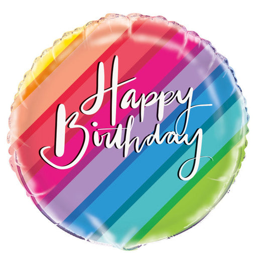Balloons & Rainbow Birthday Round Foil Balloon 18''