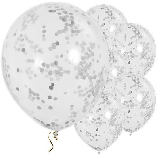Silver Confetti Balloons - 6pk
