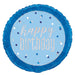 18'' Glitz Blue & Silver Round Foil Balloon  ''Happy Birthday''