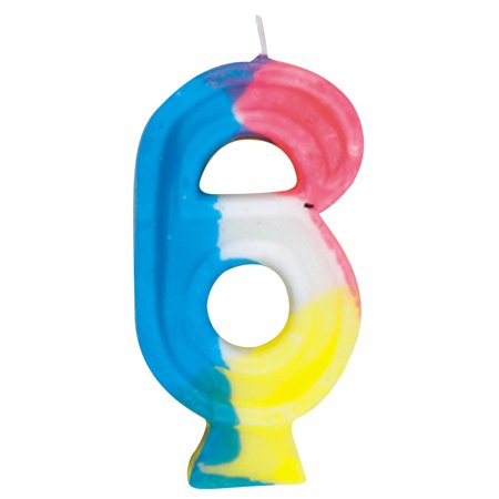 Rainbow Number 6 Birthday Candle