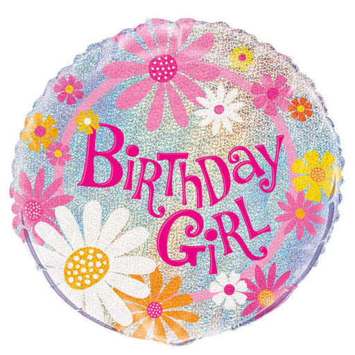 Birthday Girl Prism Round Foil Balloon 18''