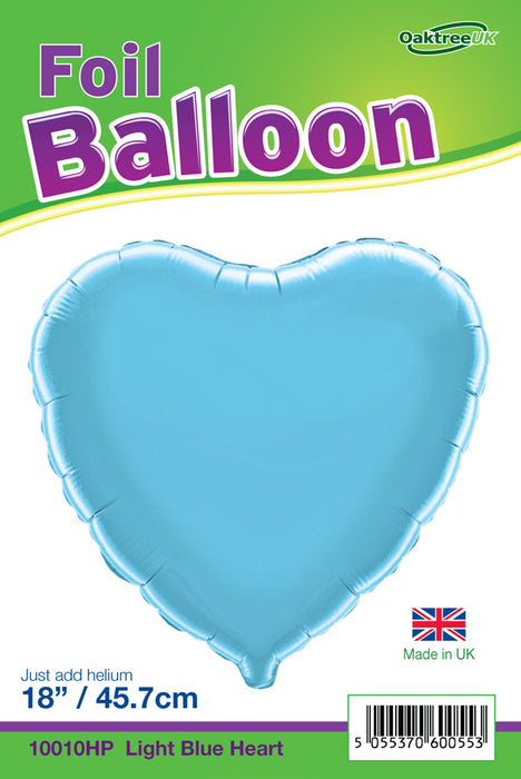 18'' Packaged Heart Light Blue Foil Balloon