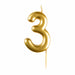 Amscan Candle #3 Metallic Gold Finish Numerical Candles 6 cm