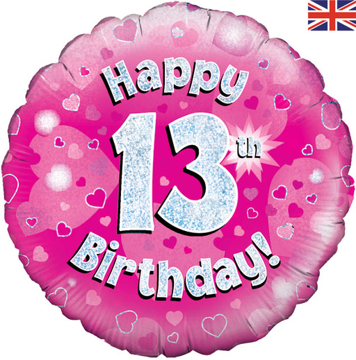 18'' Foil Happy 13th Birthday Pink