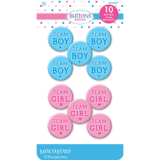 Buttons Team Girl Or Team Boy (10 Buttons)