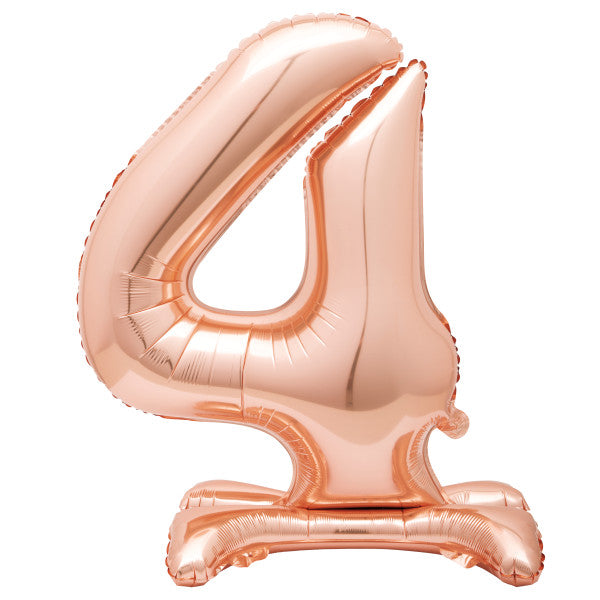 Rose Gold Number 4 Shaped Standing Foil Balloon 30"
