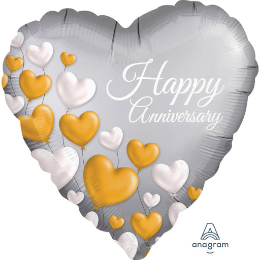 Happy Anniversary Satin Heart Foil Balloon