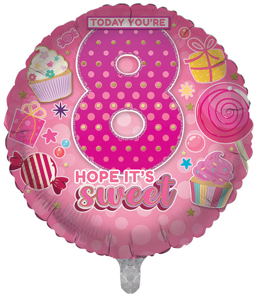 Pink / Sweets 8th Birthday 18 Inch Foil Balloon