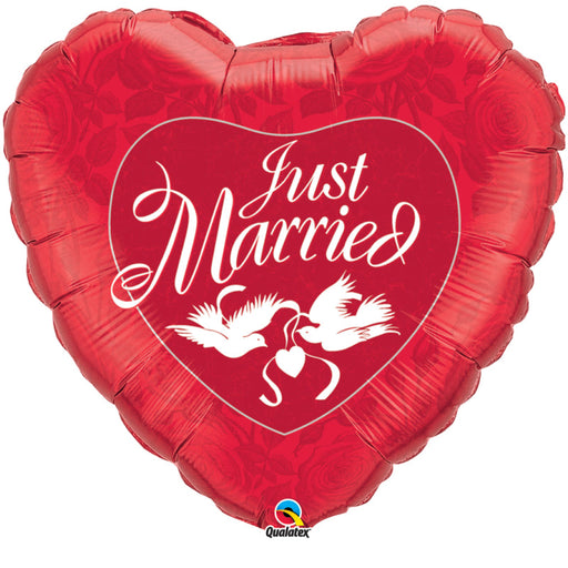 36''Heart Just Married Red & White