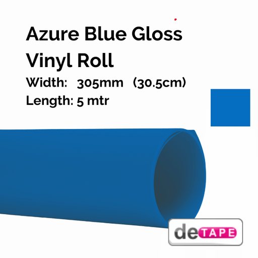 DeTape Vinyl Azure Blue Gloss Vinyl 305mm x 5mtr
