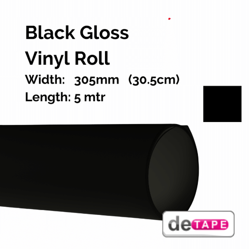 DeTape Vinyl Black Gloss Vinyl 305mm x 5mtr