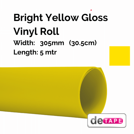 DeTape Vinyl Bright Yellow Gloss Vinyl 305mm x 5mtr
