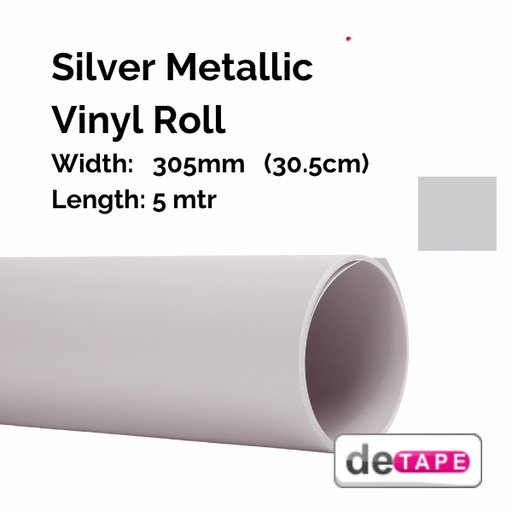 DeTape Vinyl Silver Metallic Vinyl 305mm x 5mtr