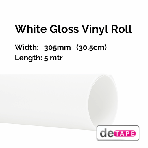 DeTape Vinyl White Gloss Vinyl 305mm x 5mtr