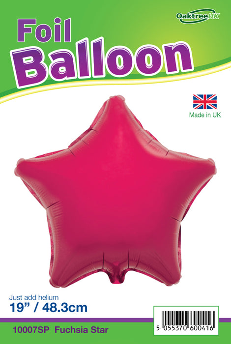 19'' Packaged Star Fuchsia Foil Balloon