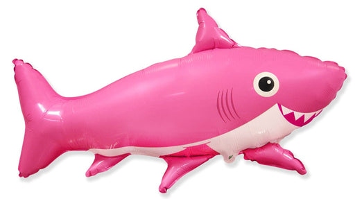 FlexMetal Foil Balloons 15 Inch Pink Happy Shark (Flat)