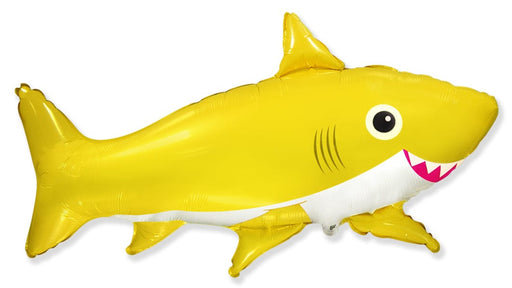 FlexMetal Foil Balloons 15 Inch Yellow Happy Shark (Flat)