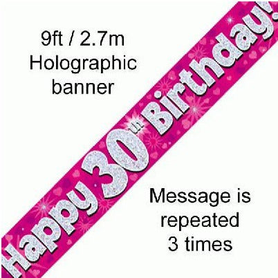 Foil Banner 30th Birthday Pink