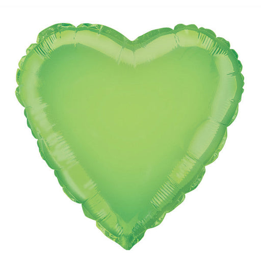 Solid Heart Foil Balloon 18'',  - Lime Green