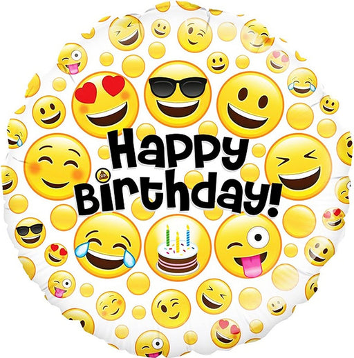 18'' Birthday Emoji Foil Balloon