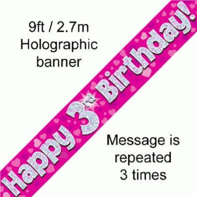 Foil Banner 3rd Birthday Pink