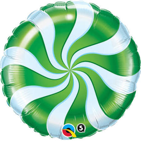 18'' Candy Swirl Green Foil Balloon
