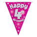 4th Birthday Bunting Pink - 11 Flags 3.9M