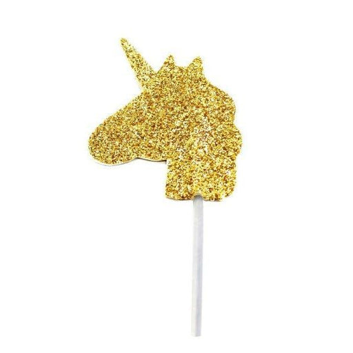 Gold Glitter Unicorn Cupcake Topper (12pc)