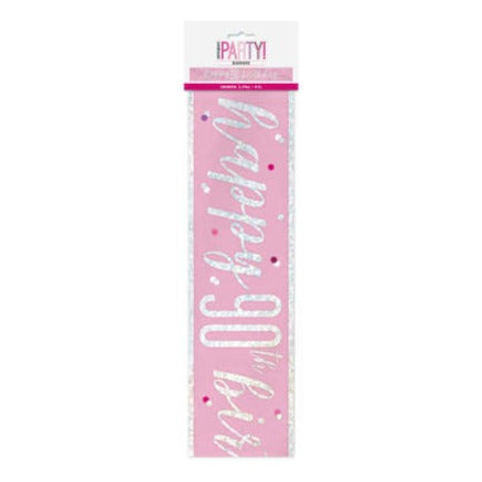 Glitz Pink & Silver 90th Foil Banner 9Ft
