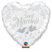 36''Heart Just Married Prl White& Silver