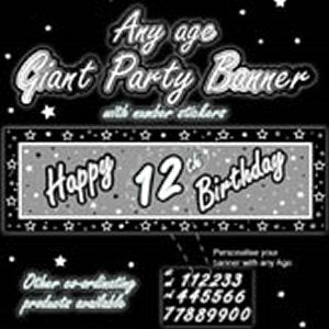 Any Age Giant Party Banner - Black/Silver