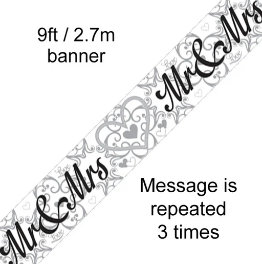 Mr & Mrs Metallic Foil Banner
