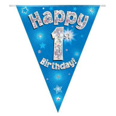 1st Birthday Bunting Blue - 11 Flags 3.9M