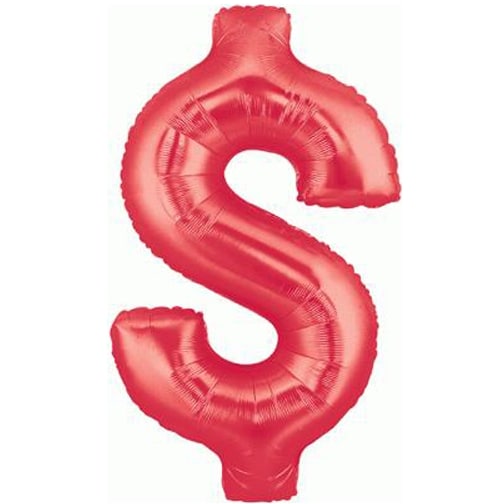 40'' Red Dollar Sign '$' Foil Balloon