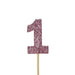 Glitter No. 1 Numeral Cupcake Topper - Pink (12pc)