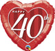 18'' Happy 40th Damask Heart Foil Balloon