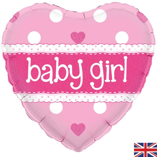 Oaktree UK Balloon 18" Baby Girl Heart Foil Balloon