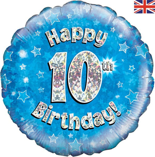 Oaktree UK Foil Balloon 18" Foil Happy 10th Birthday Blue