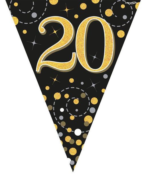 Oaktree UK 20th Birthday Bunting Black and Gold Fizz - 11 Flags 3.9M