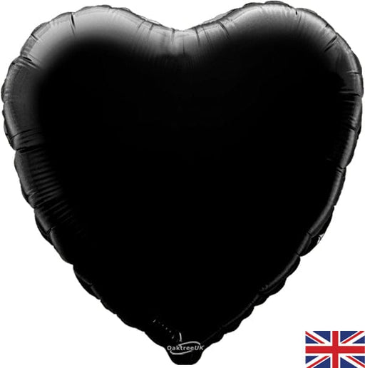 Oaktree UK Foil Balloon Black Heart 18 Inch