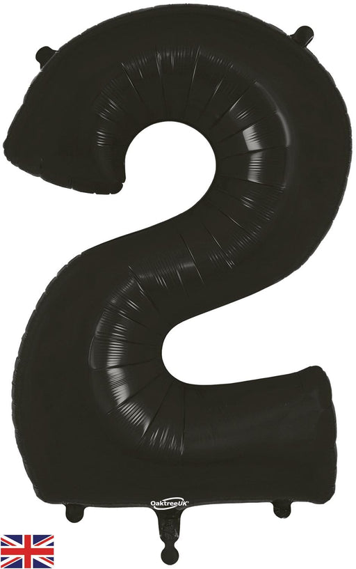 Oaktree UK Foil Balloons Black Number 2 - 34 Inch