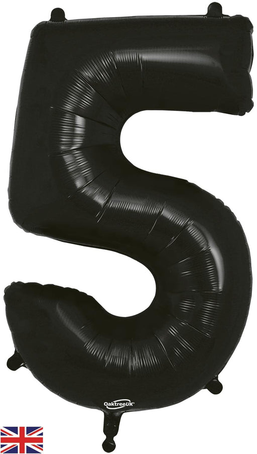 Oaktree UK Foil Balloons Black Number 5 - 34 Inch