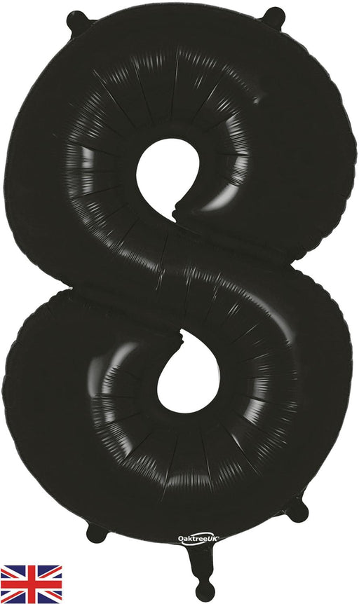Oaktree UK Foil Balloons Black Number 8 - 34 Inch