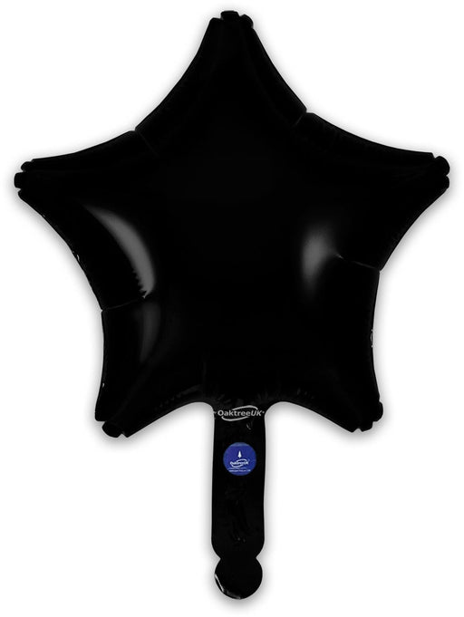 Oaktree UK Foil Balloon Black Star (9 Inch) Packaged 5pk