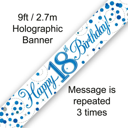 Oaktree UK Foil Banner Happy 18th Birthday Blue Fizz 9ft Banner
