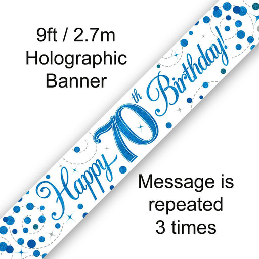 Oaktree UK Foil Banner Happy 70th Birthday Blue Fizz 9ft Banner