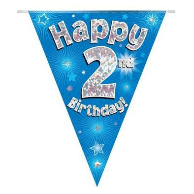 2nd Birthday Bunting Blue - 11 Flags 3.9M