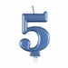 Blue Metallic Number 5 Candle