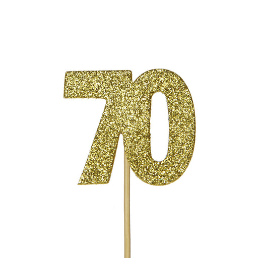 Glitter No. 70 Numeral Cupcake Topper - Gold 